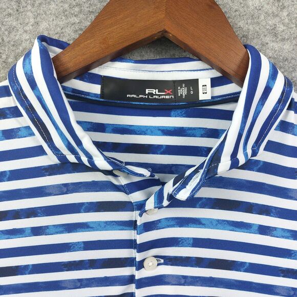 Ralph Lauren RLX Polo Shirt Mens Large Striped Golf Performance Lightweight Camo - Picture 3 of 8